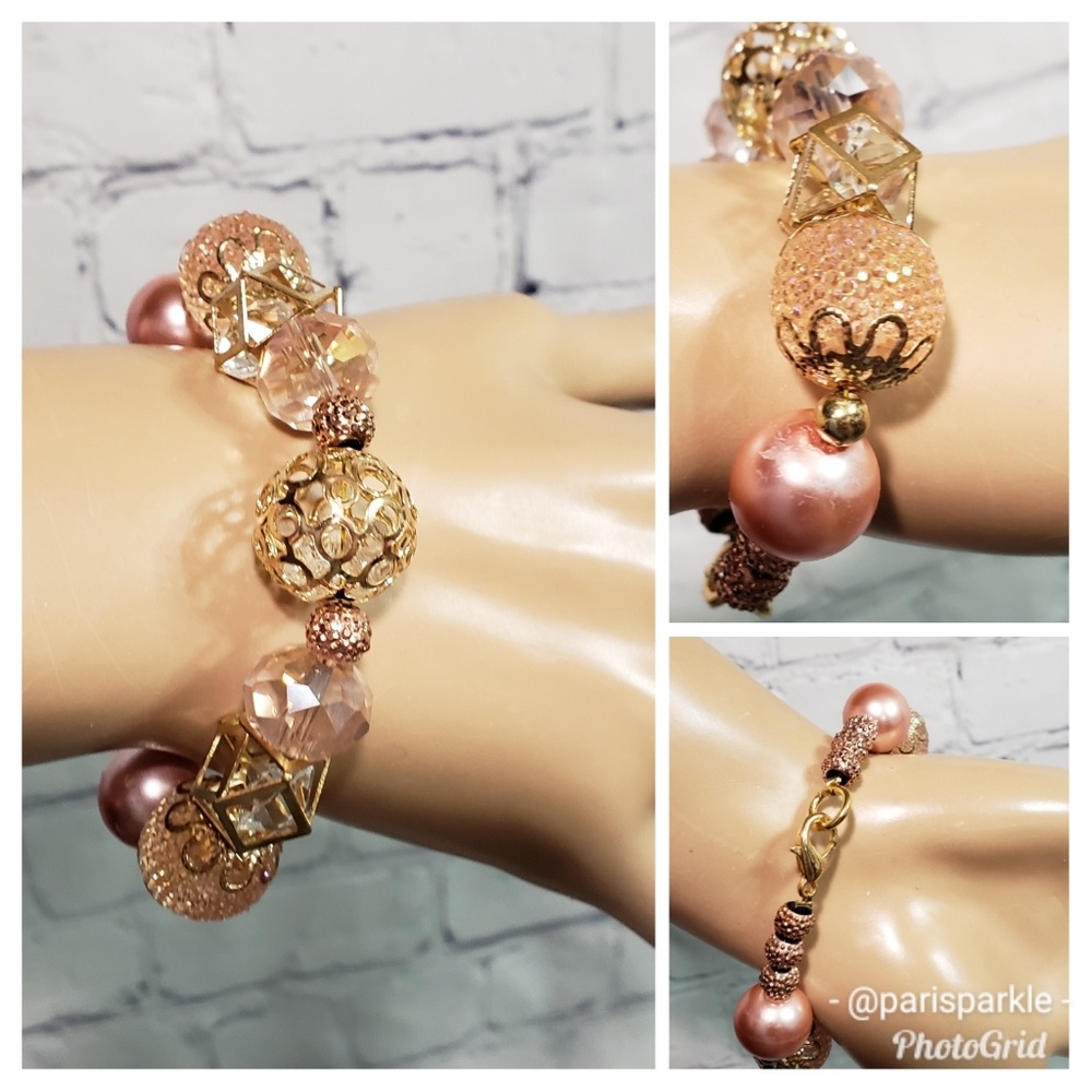 Pretty Pink & Gold Handmade Bracelet